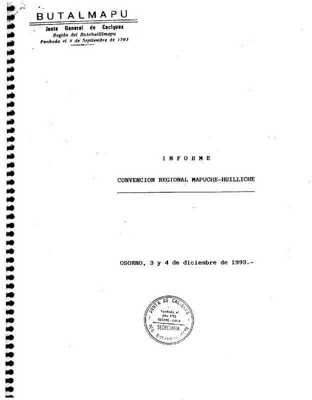 Convención Regional Mapuche-Huilliche: informe